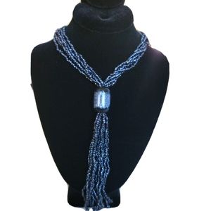 Kenyan Grey-Blue Beaded Necklace